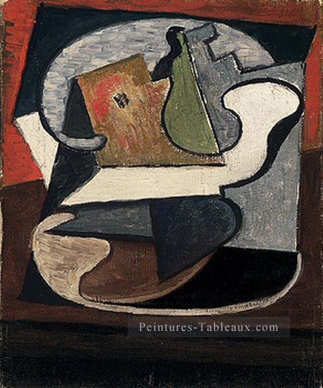 Compotier avec poire et pomme 1918 cubisme Pablo Picasso Peintures à l'huile
